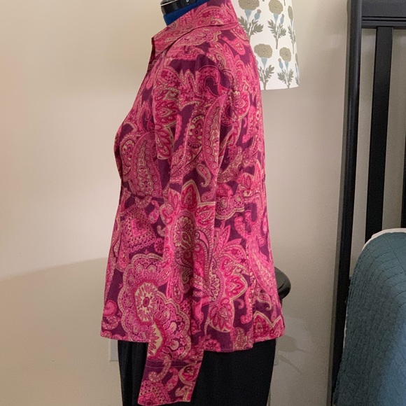 Jones New York Collection Paisley Button Blouse - Picture 2 of 4